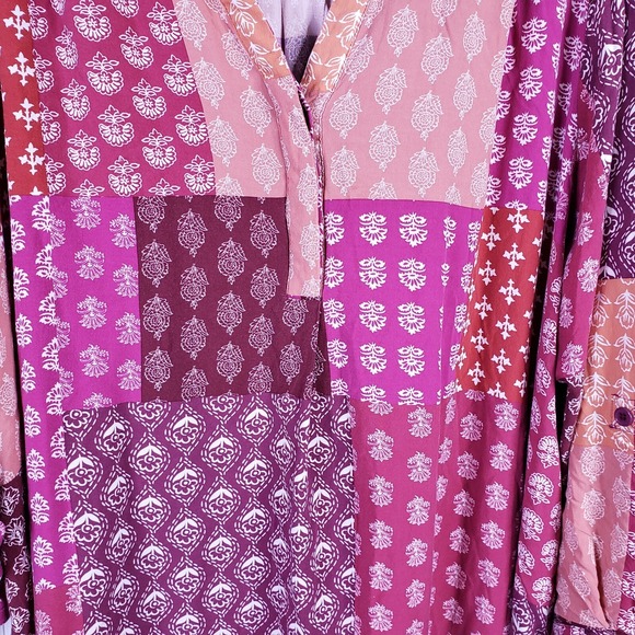 Jones Co Dress 3X Pink Red Patchwork Midi Floral Mixed Print Boho Bloomcore - Picture 9 of 9